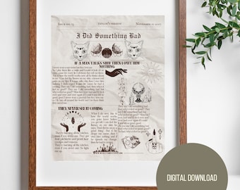 I Did Something Bad Article Printable Wallart | Taylor Swift Inspired | Reputation