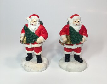 Set of Two Vintage Ceramic Miniature Santa Claus Figurine, 3.5"