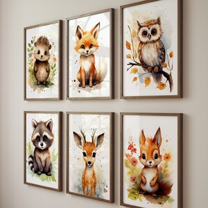Woodland Animals Nursery Art Prints: Forest Creatures Decor (Digital Download)