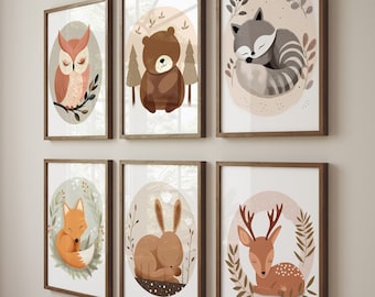 Boho Woodland Animal Prints – Forest Nursery Wall Decor, Neutral Kids Printable Set