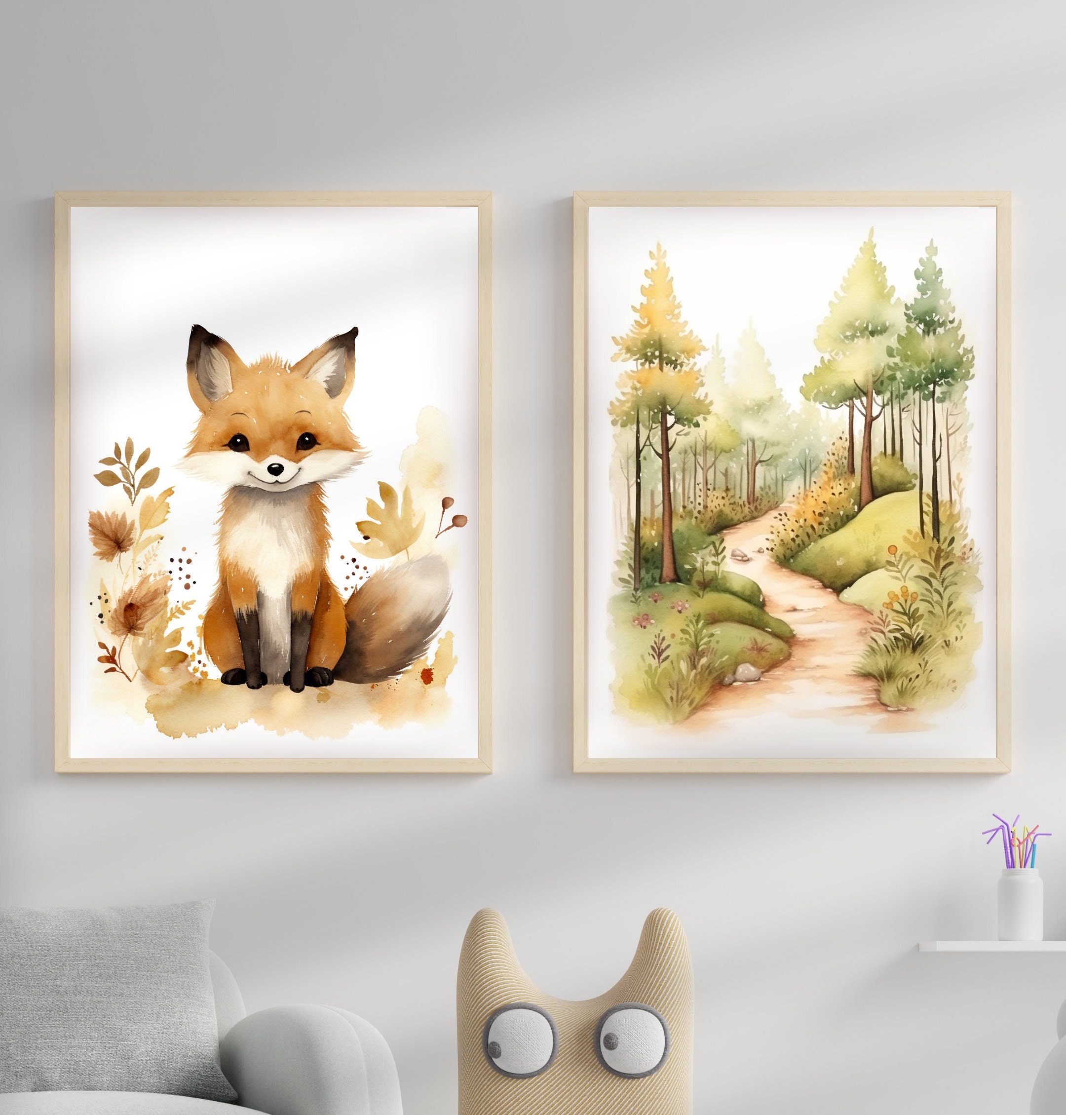 Woodland Animals Nursery Prints – Forest Baby Room Wall Decor, Neutral ...