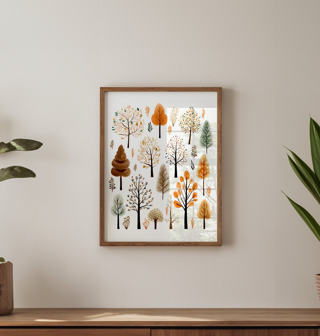 Autumn Trees Nursery Art Print – Fall Woodland Decor (digital Download ...