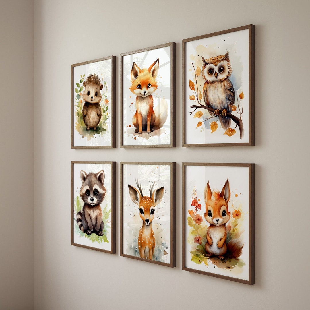 Woodland Creatures Cute Baby Animals, Set of 6 Digital Downloadable ...