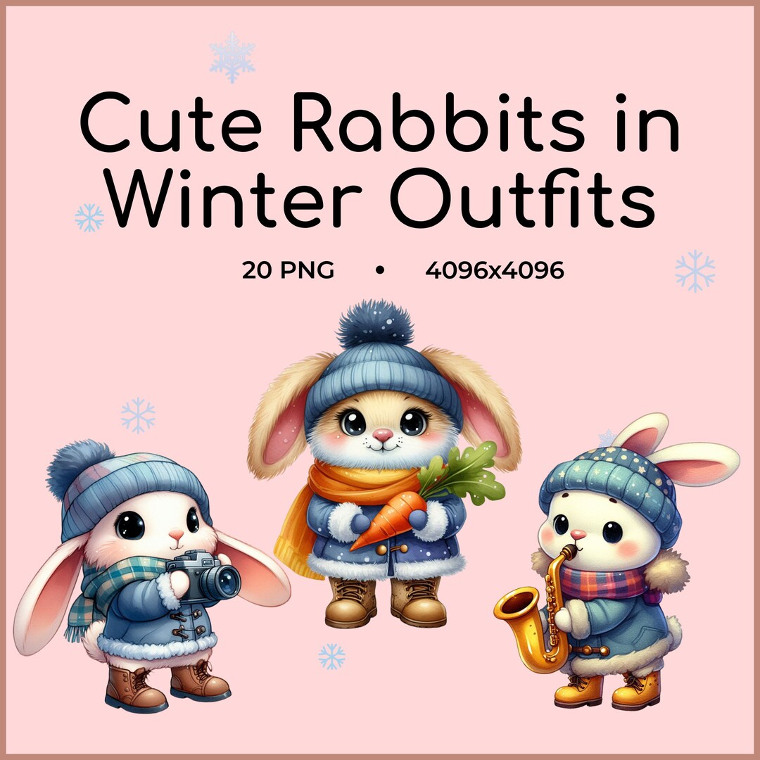 Cute Rabbits Clipart, Digital Watercolor, 20 High Quality PNG Stickers ...