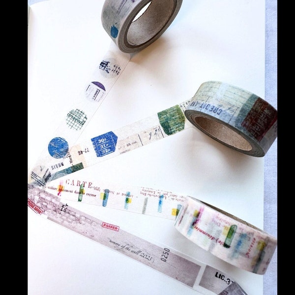 Yohaku Japanese washi tapes + rare Taiwanese tapes - SAMPLER card - minimalist art tapes for collage, mail art, or journal pages