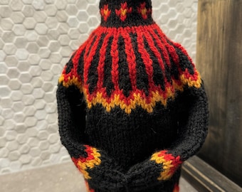 PATRÓN para tejer un suéter de botella de vino. Estilo nórdico. ¡Un regalo rápido y original!