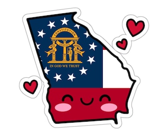 Georgia Flag Map Smile with Love Kiss-Cut Sticker