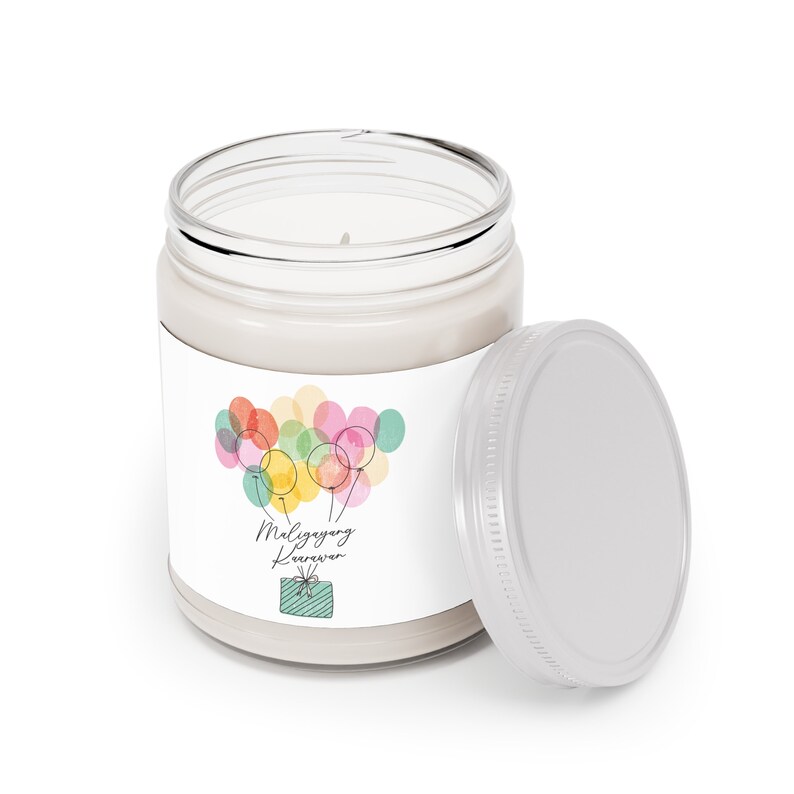Filipino Tagalog Happy Birthday Balloon Scented Natural Soy Wax Candle