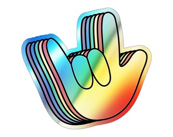ASL I Love You Sign Language Pride Rainbow Effect Holographic Die-cut Sticker