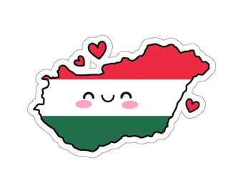 Hungary Flag Map Smile with Love Kiss-Cut Sticker