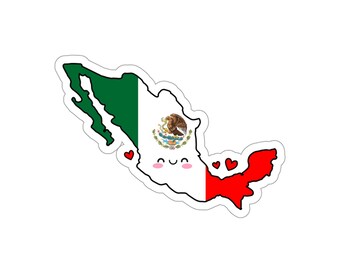 Mexico Flag Map Smile with Love Kiss-Cut Sticker