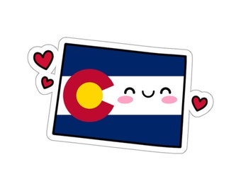 Colorado Flag Map Smile with Love Kiss-Cut Sticker