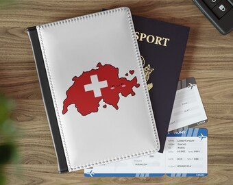 Switzerland Flag Map Smile with Love RFID-Protected Passport Cover Gift For Traveler