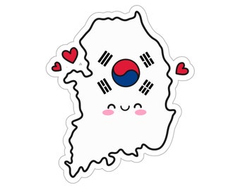 South Korea Flag Map Smile with Love Kiss-Cut Sticker