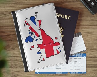 Great Britain United Kingdom England UK Flag Map Smile with Love RFID-Protected Passport Cover Gift For Traveler