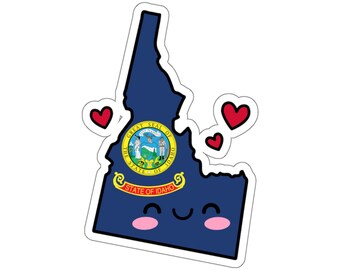 Idaho Flag Map Smile with Love Kiss-Cut Sticker