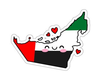 United Arab Emirates UAE Flag Map Smile with Love Kiss-Cut Sticker