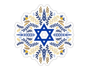 Israel Flag Star of David Floral Kiss-Cut Sticker