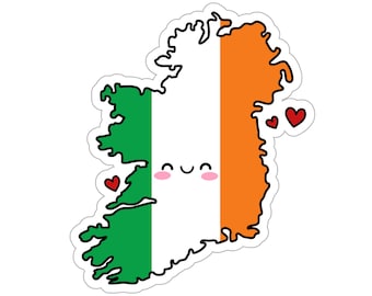 Ireland Flag Map Smile with Love Kiss-Cut Sticker