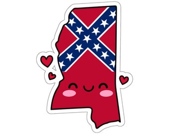 Mississippi Flag Map Smile with Love Kiss-Cut Sticker
