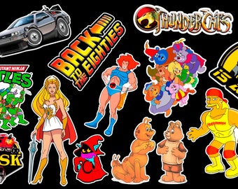 80s Tribute Contour Cut Vinyl Sticker Set | Retro Nostalgia for Hard Hats and More!