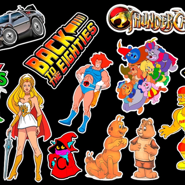 80s Tribute Contour Cut Vinyl Sticker Set | Retro Nostalgia for Hard Hats and More!