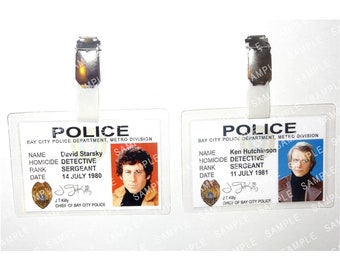 Starsky y Hutch - Starsky & Hutch (par) Bay City Police Prop Réplica Insignia Novedad Disfraz Cosplay Comic Con Halloween