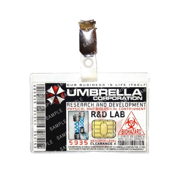 Resident Evil Umbrella Corporation - Research and Development (R&D) Lab Prop Replica Badge Novelty Costume Cosplay Comic Con Halloween