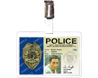 Jaws - Martin Brody Chief of Police Amity Police Prop Replica Badge Novelty Costume Cosplay Comic Con Halloween