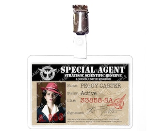 Agent Carter - Peggy Carter (Red Hat) Special Agent SSR Prop Replica Badge Novelty Costume Cosplay Comic Con Halloween Stocking Gift