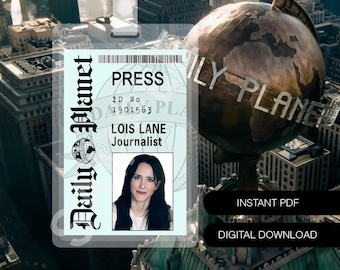 Digital Download Printable Daily Planet Lois Lane Press 2025 Movie Accurate Staff ID Badge Cosplay Prop Halloween