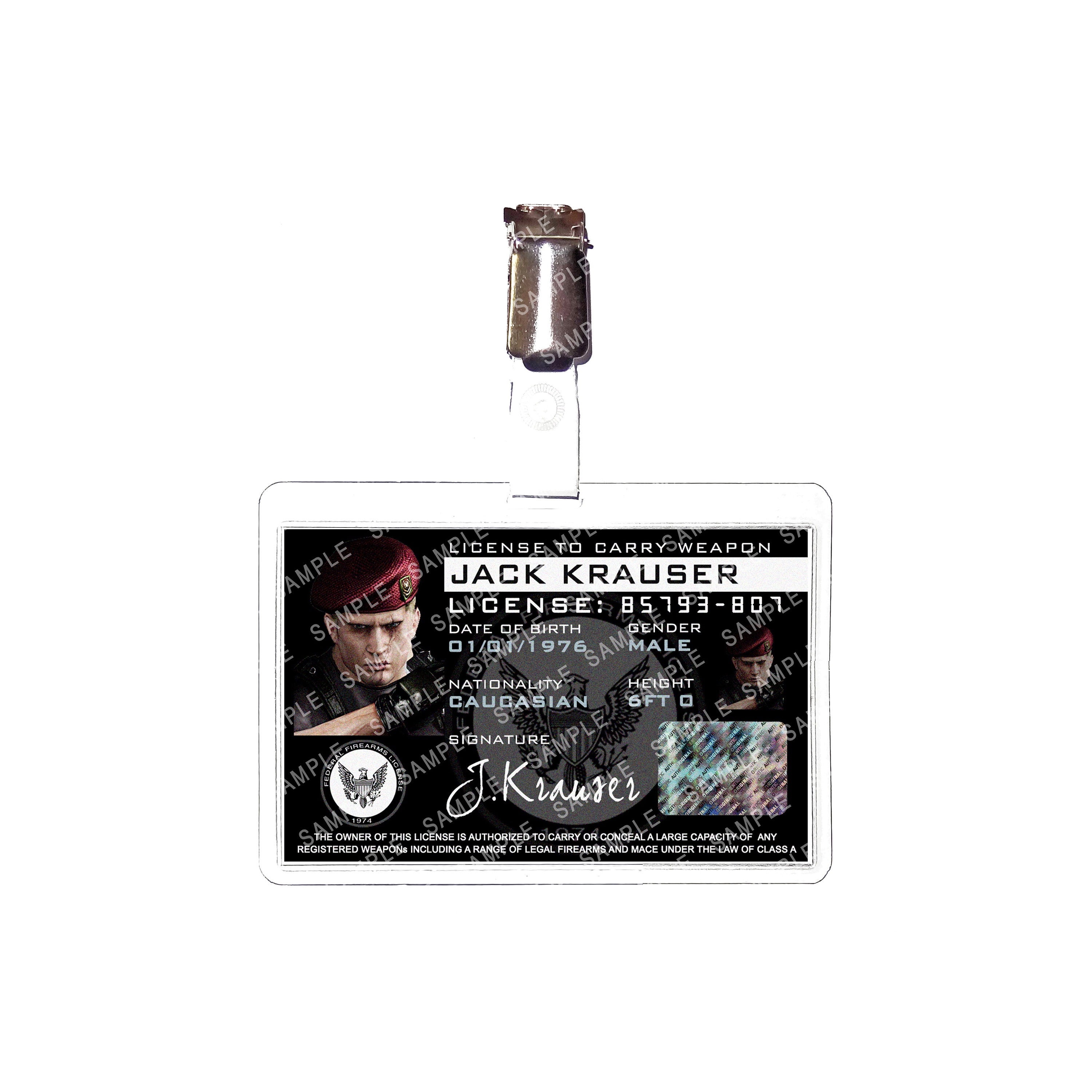 Resident Evil - Jack Krauser Weapon License Prop Replica Badge Novelty Costume Cosplay Comic Con Halloween Stocking Gift