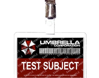Resident Evil Umbrella Corporation - Plain Test Subject Prop Replica Badge Novelty Costume Cosplay Comic Con Halloween Stocking Gift