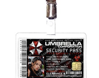 Resident Evil Umbrella Corporation - Rain Ocampo Security Pass Clone Movie Prop Replica Badge Novelty Costume Cosplay Comic Con Halloween