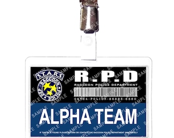Resident Evil S.T.A.R.S. - ALPHA TEAM Raccoon Police Department R.P.D. Prop Replica Badge Novelty Costume Cosplay Comic Con Halloween