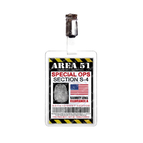 Área 51 - Sección de Operaciones Especiales S-4 Alien Prop Réplica Insignia Novedad Disfraz Cosplay Comic Con Halloween