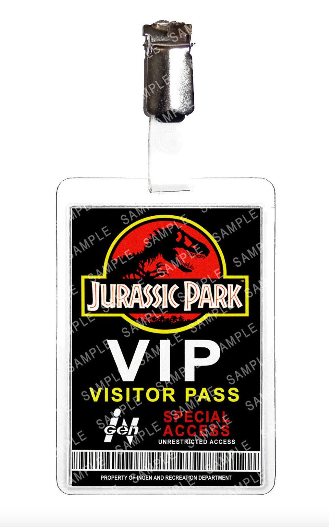 Jurassic Park VIP visitor Pass Prop Replica Badge Novelty - Etsy