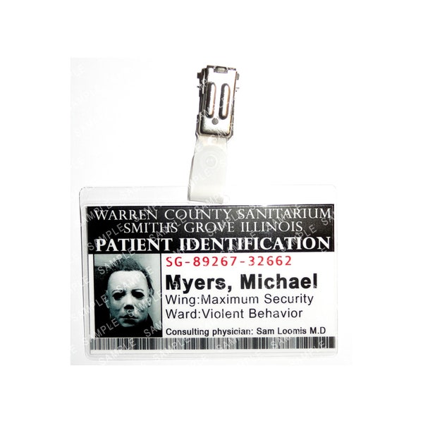 Halloween - Michael Myers Patient Warren County Sanitorium Prop Replica Badge Novelty Costume Cosplay Comic Con Halloween