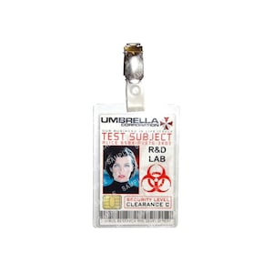 Resident Evil Umbrella Corporation - Test Subject Alice (R&D) Lab Movie Prop Replica Badge Novelty Costume Cosplay Comic Con Halloween
