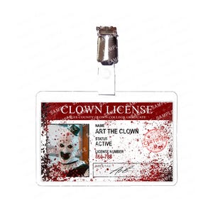 Art terrifiant le clown insigne d&#39;identification de licence de clown accessoire de cosplay