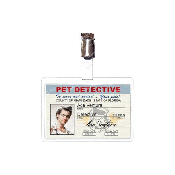 Ace Ventura Pet Detective (To Serve and Protect... Your Pets!)  Prop Replica Badge Novelty Costume Cosplay Comic Con Halloween