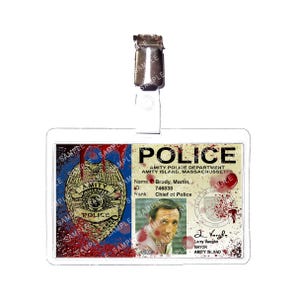 Jaws - Martin Brody Chief of Police Amity Police BLOOD Prop Replica Badge Novelty Costume Cosplay Comic Con Christmas Stocking Gift