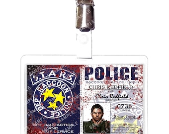 Resident Evil S.T.A.R.S. - Chris Redfield 0736 BLOOD Raccoon City Police Prop Replica Badge Novelty Costume Cosplay Comic Con Halloween