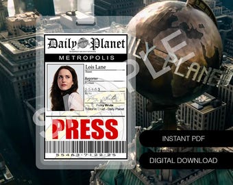 Digitaler Download druckbare tägliche Planet Lois Lane Press 2025 Abzeichen Staff ID Karte Cosplay Prop Halloween