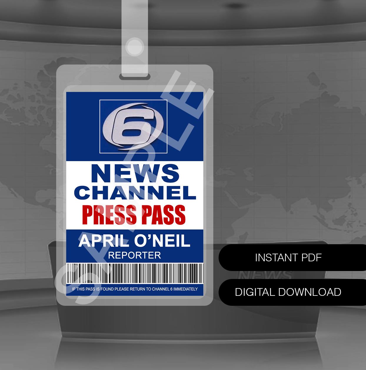 Digital Download Printable Turtles April O'neil Reporter Channel 6