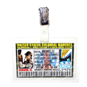 Aliens US Colonial Marines William L. Hudson Private FC Prop Replica Badge Novelty Costume Cosplay Comic Con Halloween