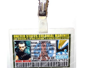 Aliens US Colonial Marines Dwayne Hicks Corporal Prop Replica Badge Novelty Costume Cosplay Comic Con Halloween