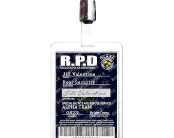 Resident Evil R.P.D. - Jill Valentine Rear Security Alpha Team Plain Prop Replica Badge Novelty Costume Cosplay Comic Con Halloween