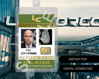 Digital Download Printable Luthorcorp Lex Luthor Staff CEO ID Badge Cosplay Prop Halloween