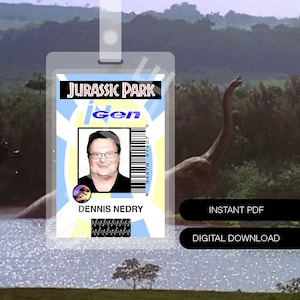 Digital nedladdning utskrivbar Jurassic Park - Dennis Nedry Ingen rekvisita replika märke nyhet kostym cosplay Comic Con Halloween